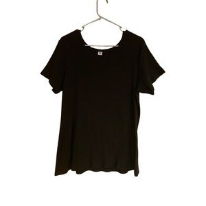 Black Ribbed Crewneck T-shirt